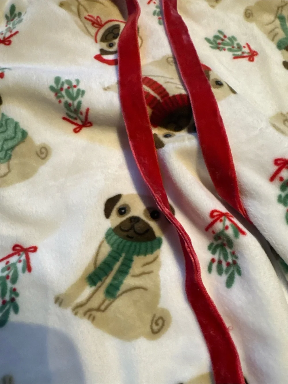 NWOT- Tabitha Webb Fleece Sleepwear Pajama Pants Christmas Pugs Women’s XS